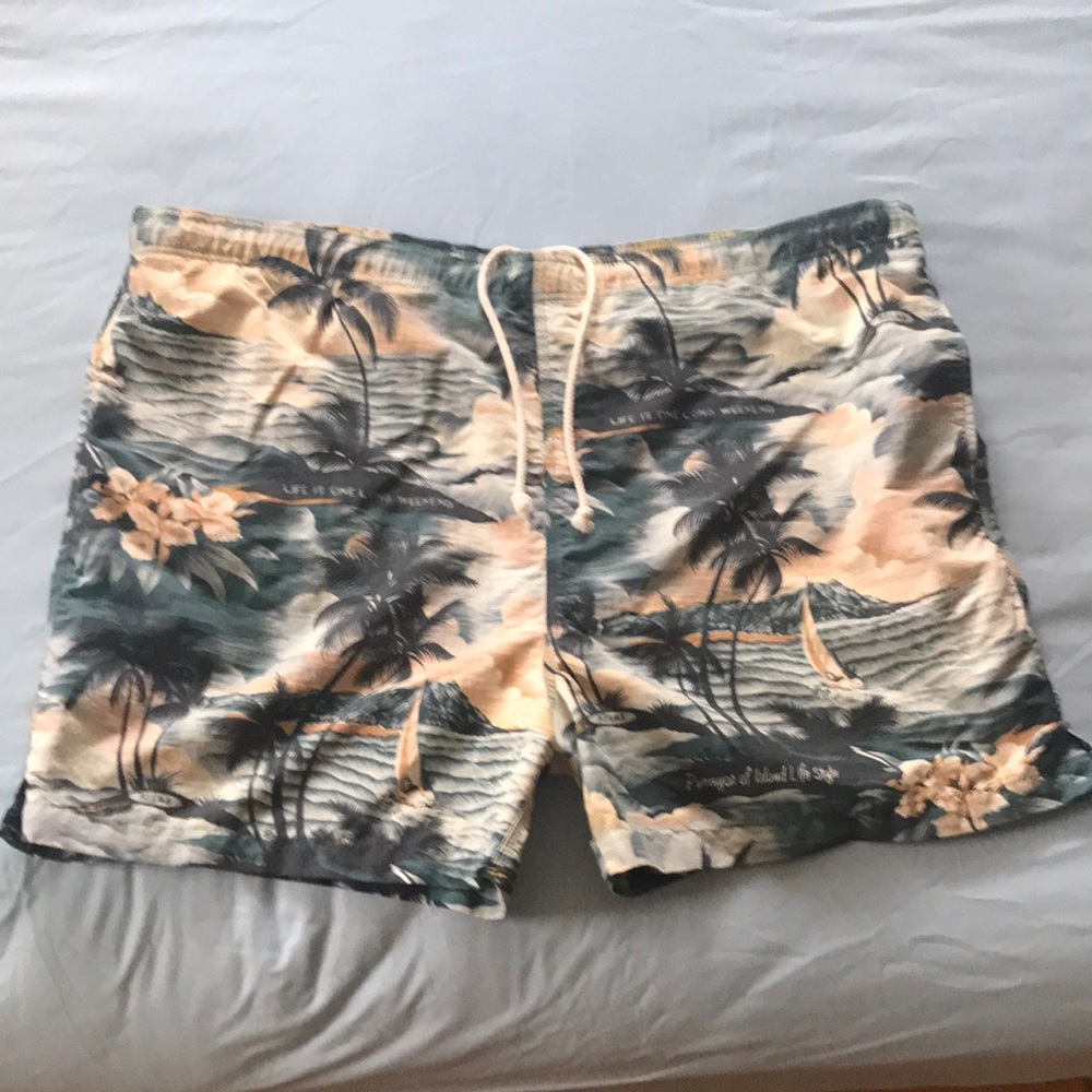 Mens Tommy Bahama Life is One Long Weekend Tropical Swim Trunks Shorts Sz XXL